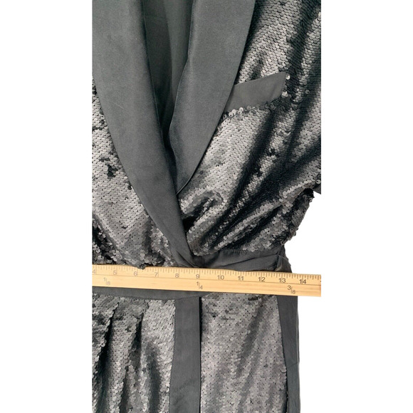 Banana Republic Matte Sequin Wrap Dress Silk Trim Size 2 - Picture 11 of 16